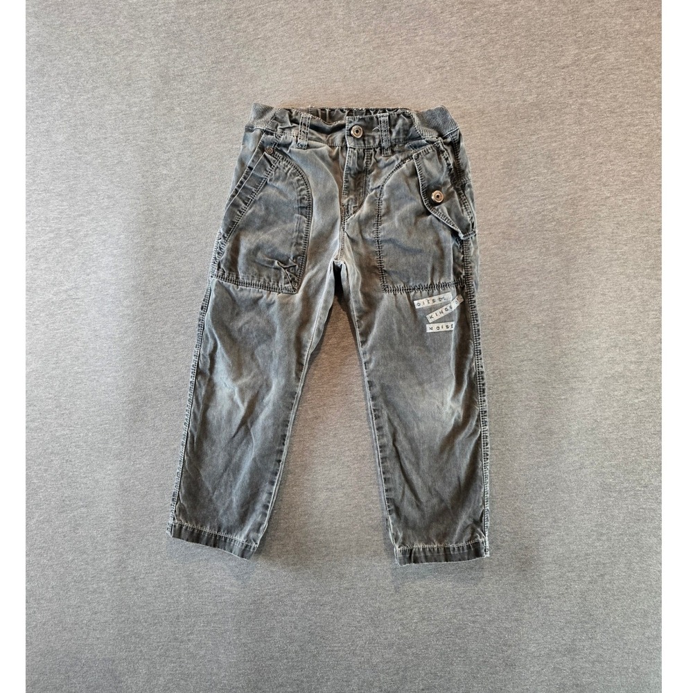 Diesel Trousers Boys Size 4 Grey Kings of Noise Adjustable Waist Cotton Pants